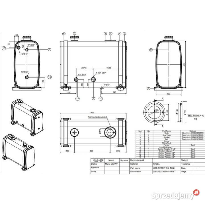 Zbiornik hydrauliczny stalowy kabiną do maszyn mazowieckie Warszawa sprzedam