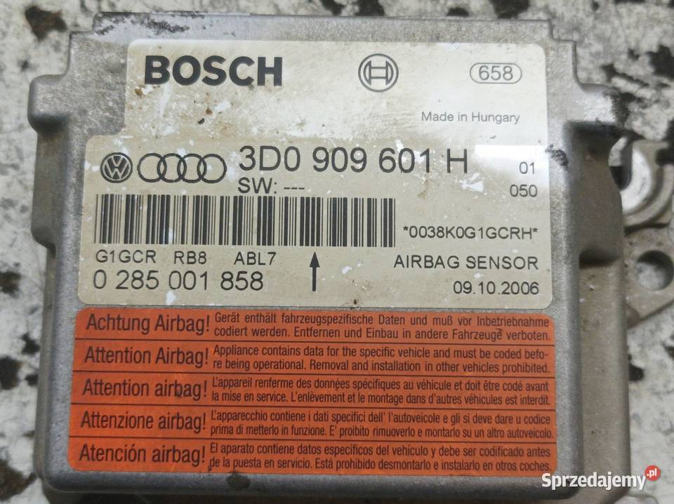 MODUŁ SENSOR AIRBAG 3D0909601H 0285001858 sprzedam