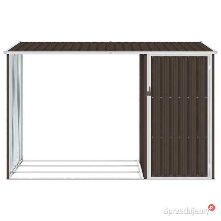 Szopa z wiatą na drewno brązowa 245x98x159 stal