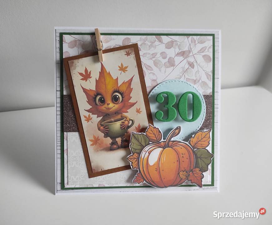 Kartka urodzinowa ręcznie robiona jesienna Łódź