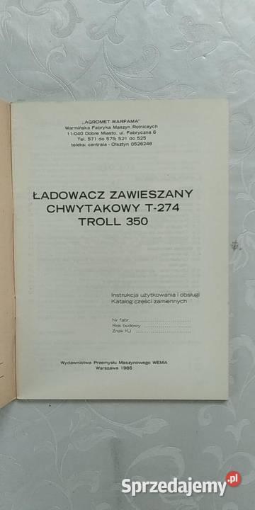 Katalog części i instrukcja obsługi ładowacz lubelskie Lublin