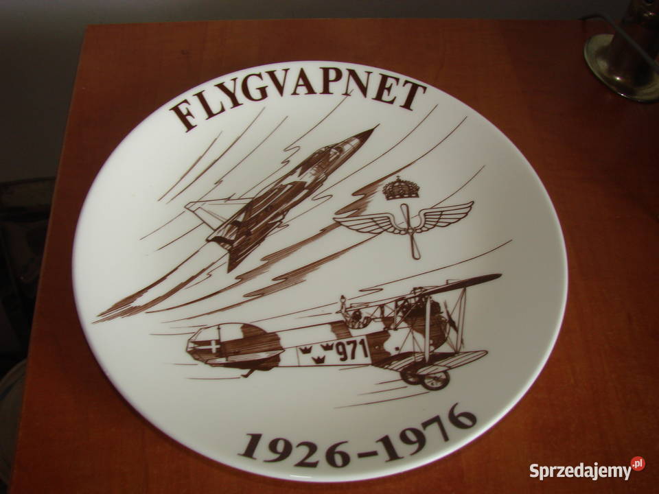 Szwedzkie Siły Powietrzne talerz rocznicowy 1976 Pruszcz Gdański