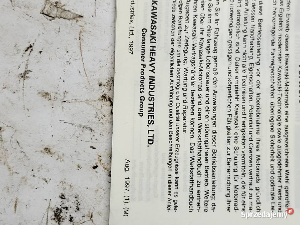 instrukcja obsługi kawasaki zrx1100 Rybnik sprzedam