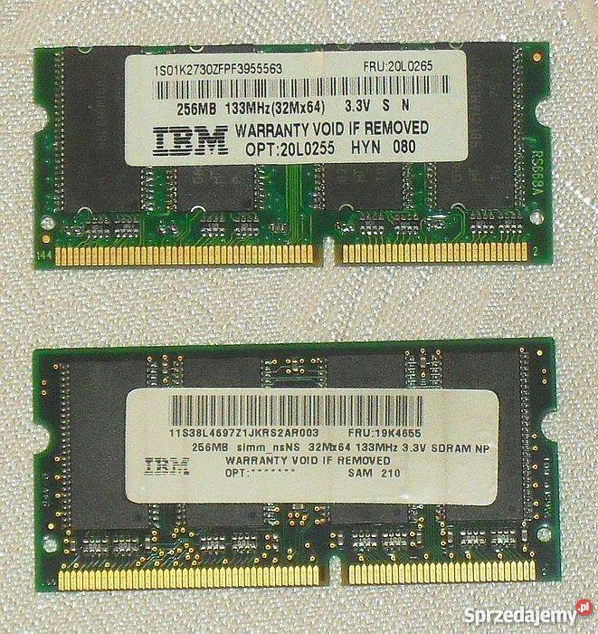 Pamięć SDR SODIMM SDRAM 256MB PC133 133 MHz do Gliwice
