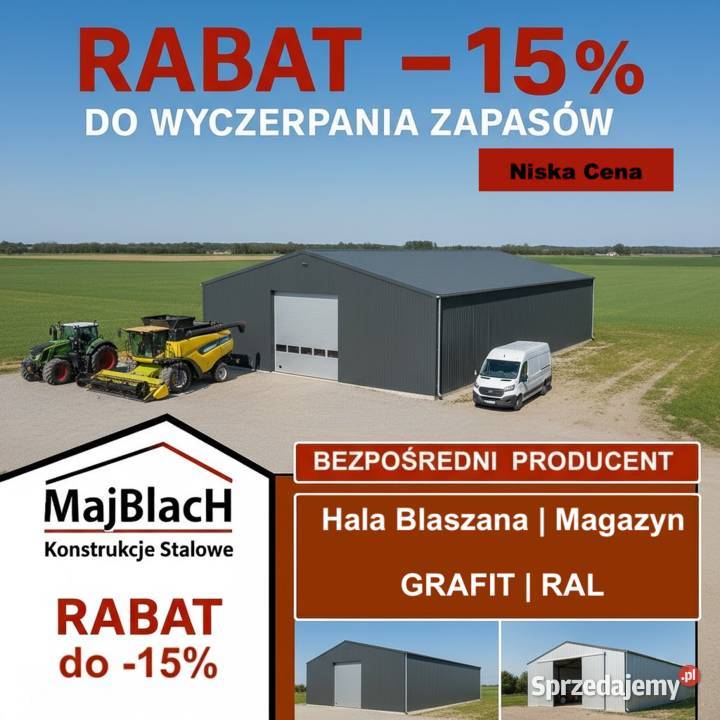 A123Duża Wiata Hala Garaż Blaszany Grafit z Namysłów