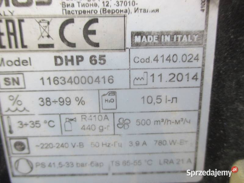 Osuszacz powietrza Master DHP 65 wielkopolskie Pleszew