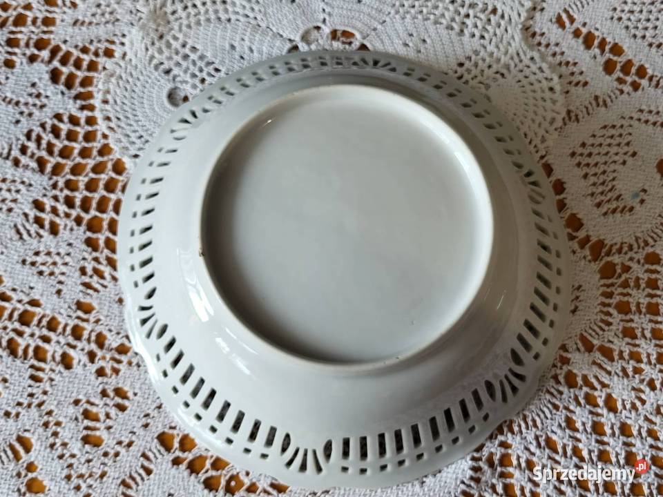 Duża ażurowa miska ze scenką staruszka pomorskie Gdańsk