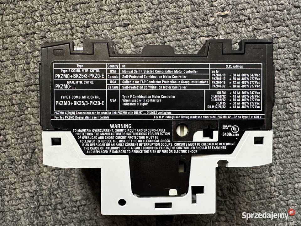 Wyłącznik silnikowy PKZM004 072732 Eaton Moeller Łódź