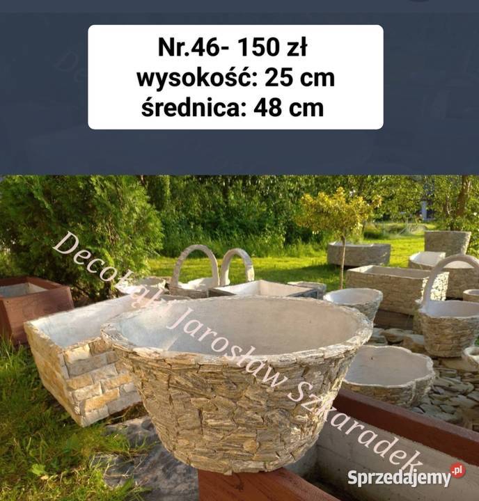 46 Donica dzwon średni z kamienia naturalnego Długołęka-Świerkla