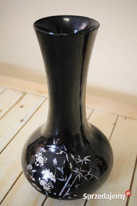 Waza toczona z drewna ładnie malowana Pszczyna