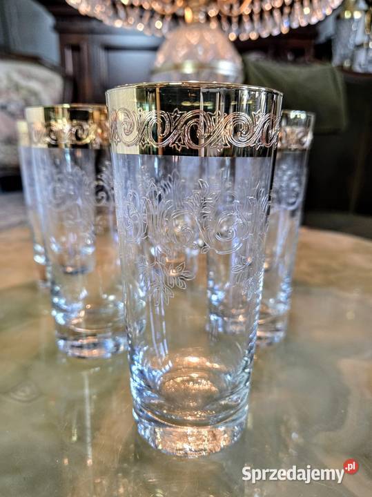 Kieliszki Kryształowe zdobione złotem Murano