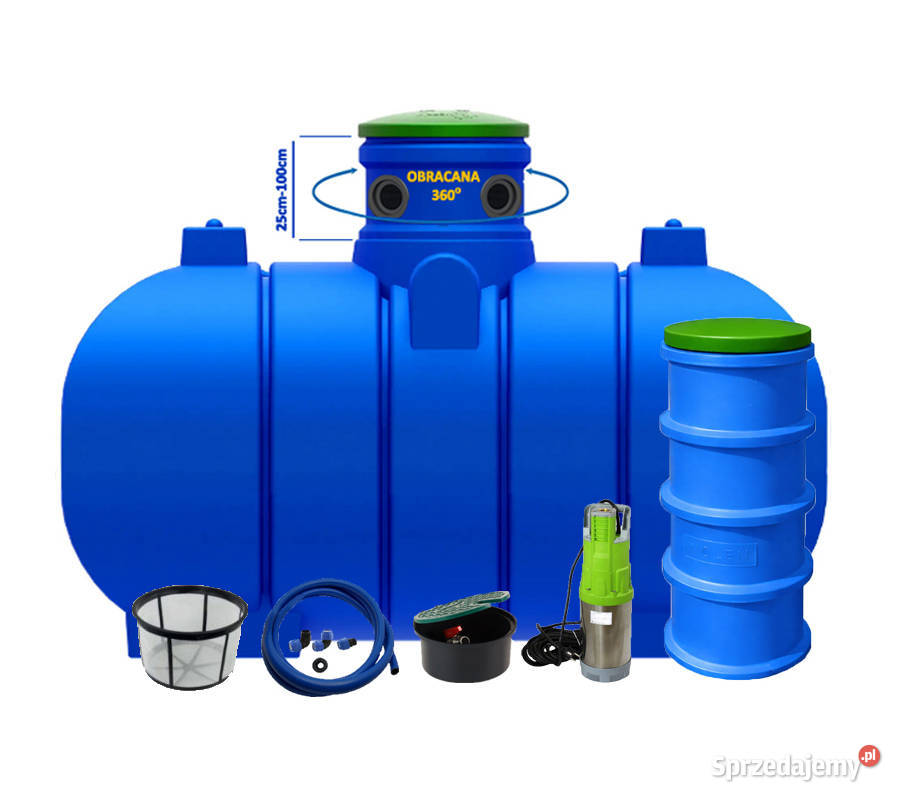 ZBIORNIK NA WODĘ DESZCZOWĄ 6000L Zestaw PREMIUM Zielona Góra