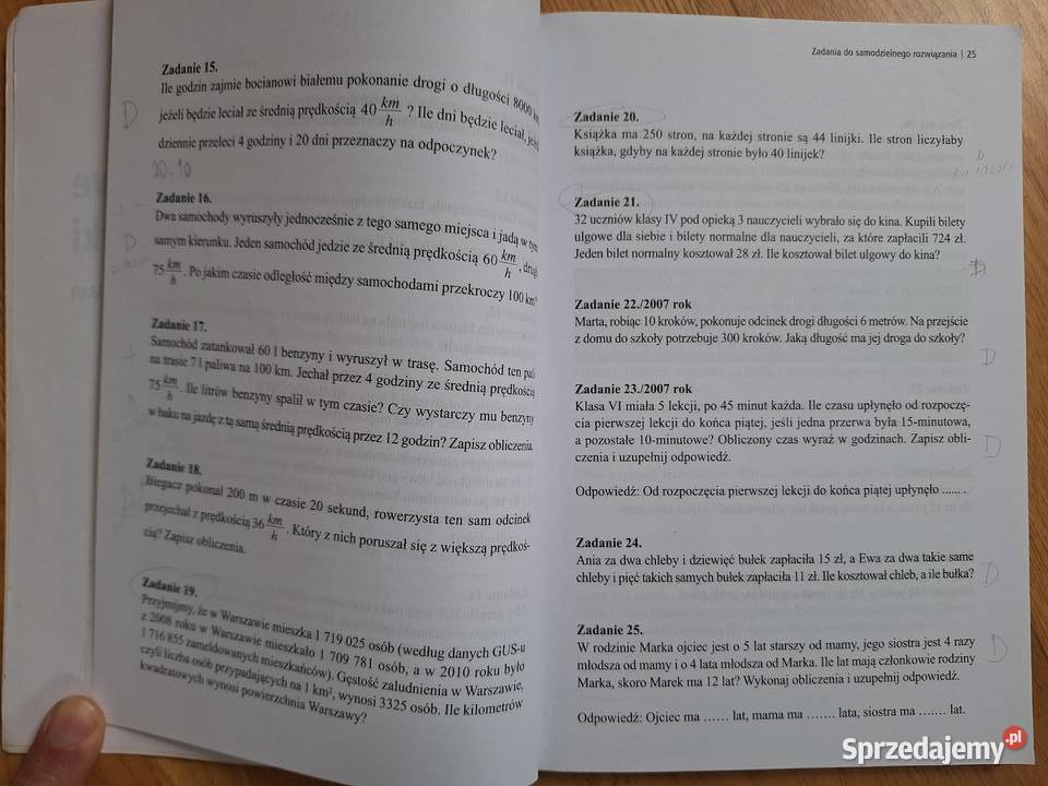 Zadania Tekstowe z Matematyki Klasy IVVI sprzedam