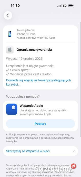 iPhone 16 Plus 128 GB Czarny 100 Baterii 60 sprzedam