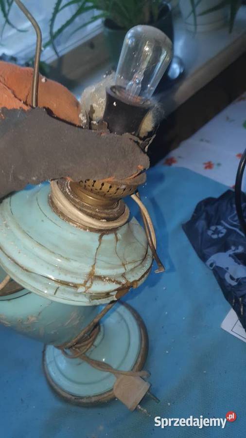 Lampa duża porcelanowa elektryczna art Deco Warszawa