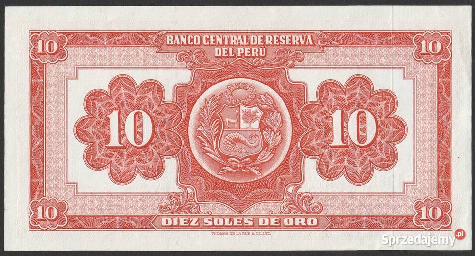 PERU 10 SOLES DE ORO 1967 UNC Kolekcje