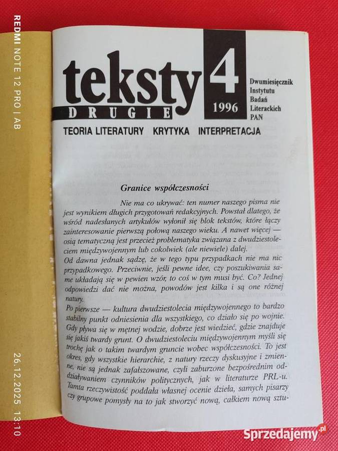 Teksty Drugie 4 40 1996 Granice współczesności Katowice sprzedam