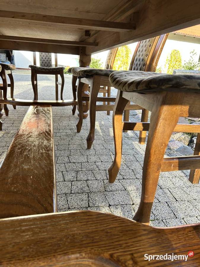 solidny stół dębowy z krzeslami lubuskie Kargowa