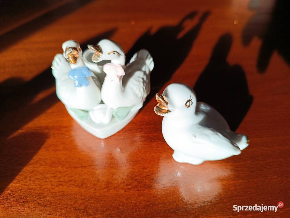 Zbiór 5 figurek z porcelany łabędzie i kaczki Antyki, Sztuka, Kolekcje