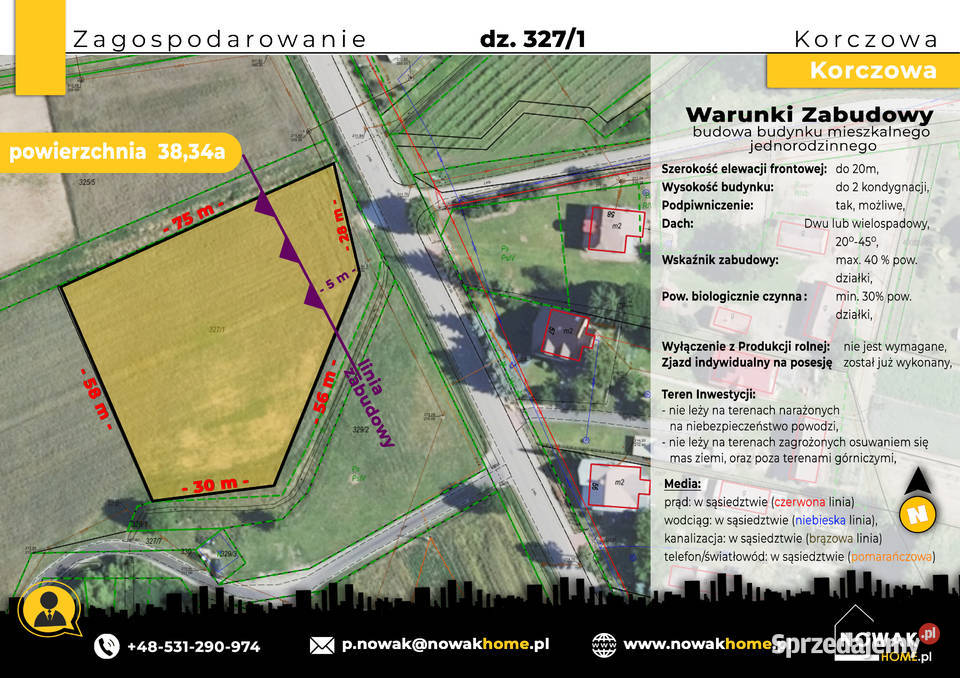 KorczowaDziałka budowlana3834a WZ Zjazd z drogi podkarpackie Korczowa