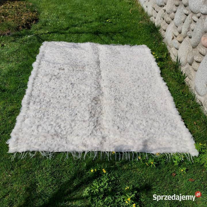 Skóra Owcza Narzuta Dywan Tkana Biała Skóry małopolskie Szaflary