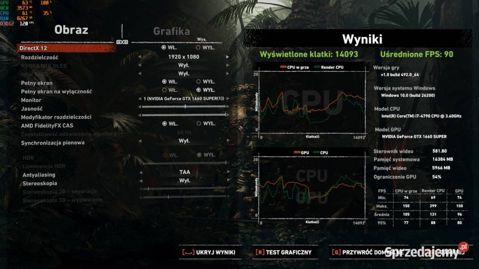 Komputer i74790 16GB RAM GTX1660S ASUS ROG STRIX Ostrów Wielkopolski