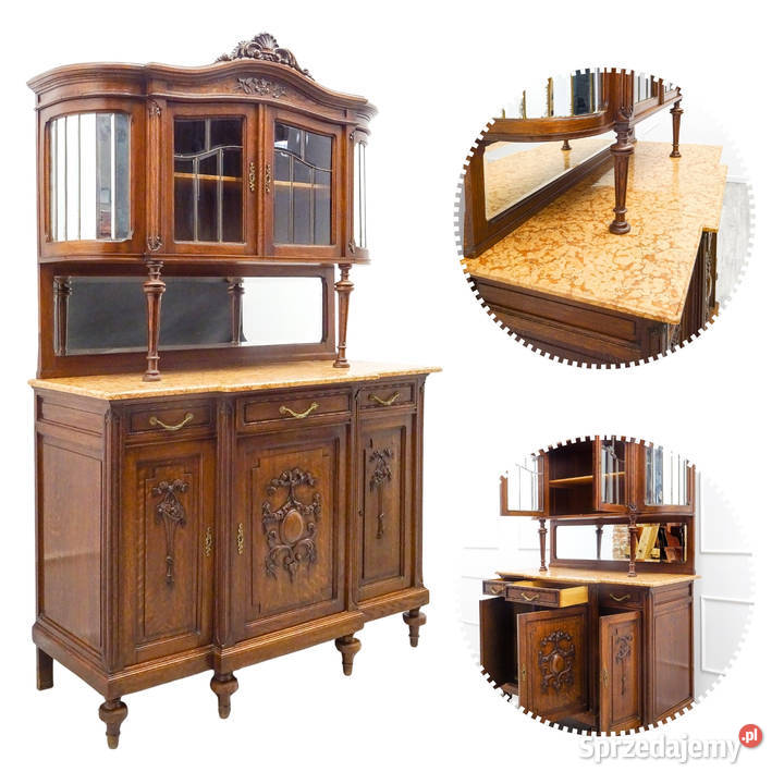 Antyk dębowy KREDENS na nóżkach styl ROCAILLE 217cm sprzedam