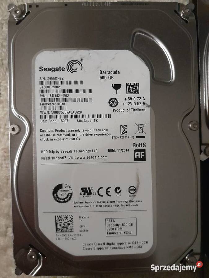 Dyski twarde Seagate 500GB ST500DM002 72K 16Mb Wieliczka