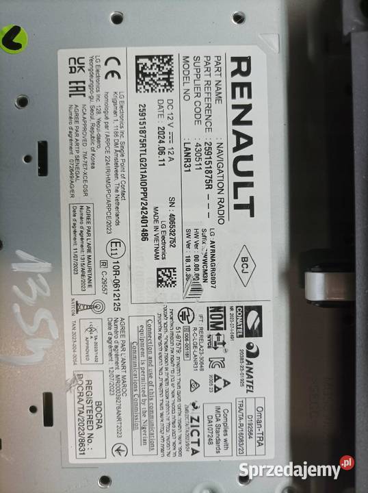 RADIO DOTYK EUROPA 259151875R Dacia Duster III