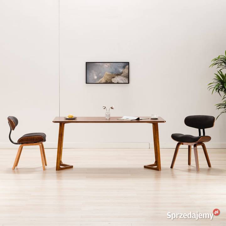 vidaXL Krzesła stołowe, 2 szt., szare, gięte drewno i tkanin