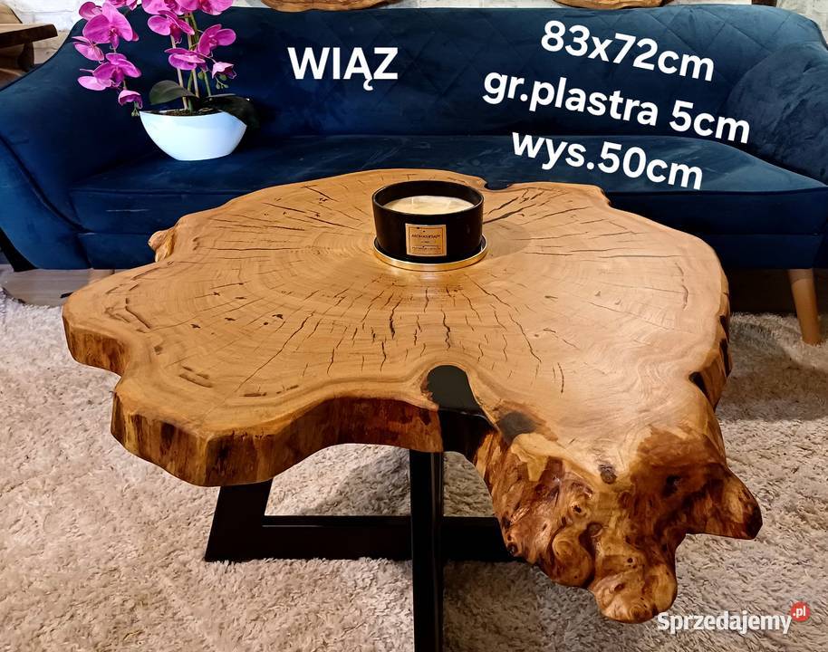 Stolik kawowy 83x72 plaster drewna loft Śrem