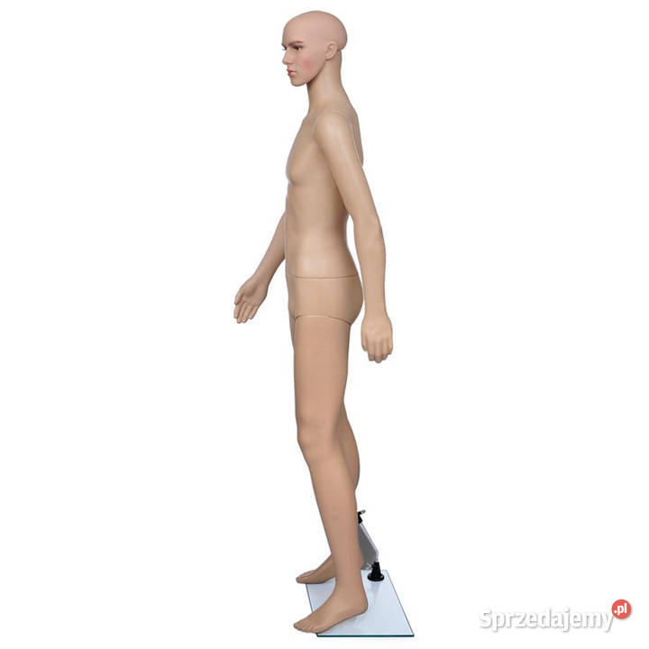 MANEKIN MĘSKI BEŻOWY 187 SZKLANA PODSTAWA