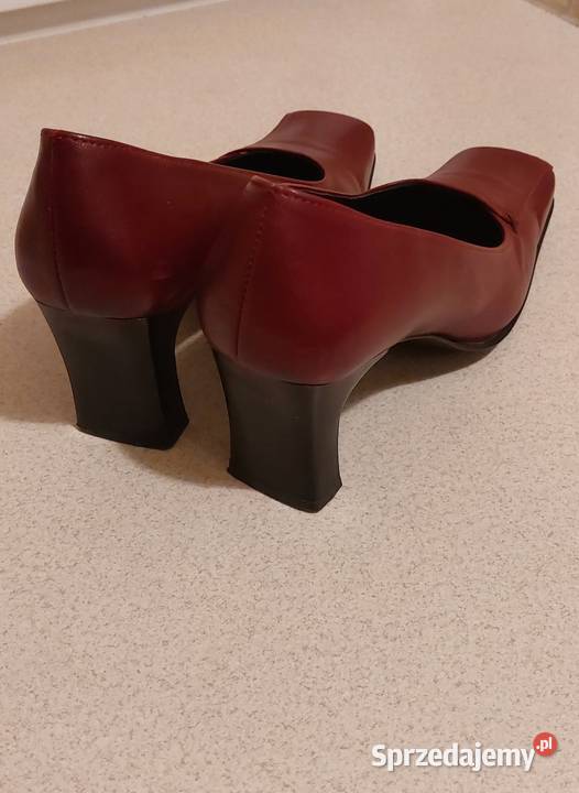 Czółenka pantofle 37 skóra bordo mazowieckie Warszawa