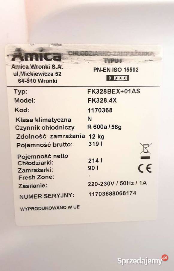 Lodówka Amica 21490L zamrażalnik 100 sprawna Kraków