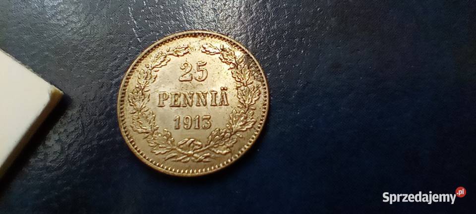 Stare monety 25 pennia 1913 Finlandia srebro Numizmatyka podkarpackie Lesko