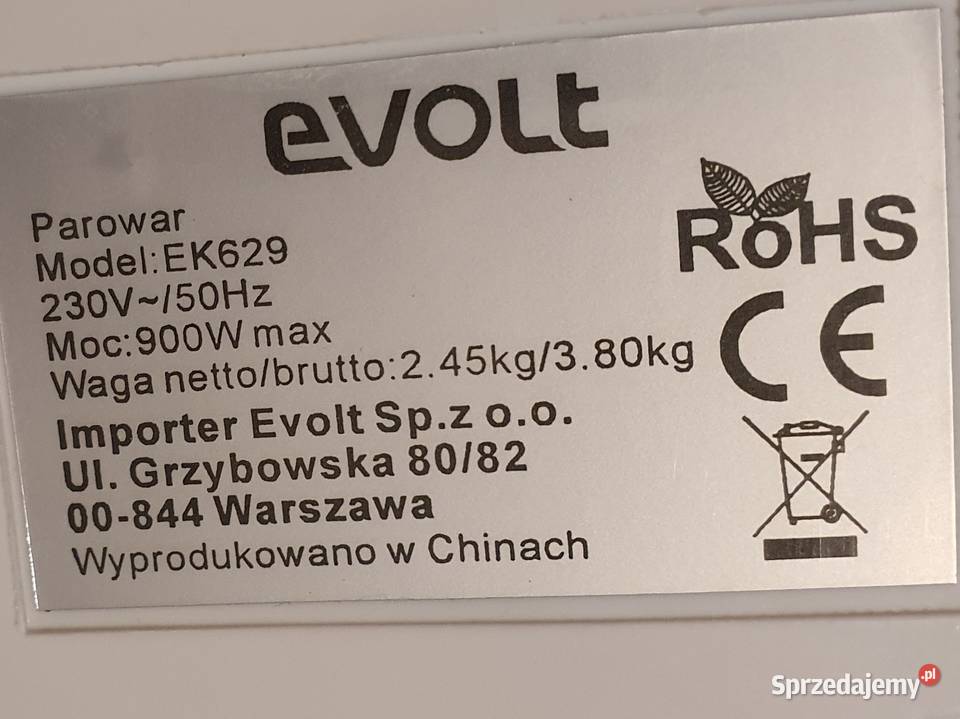 Parowar EVOLT EK629 sprawny