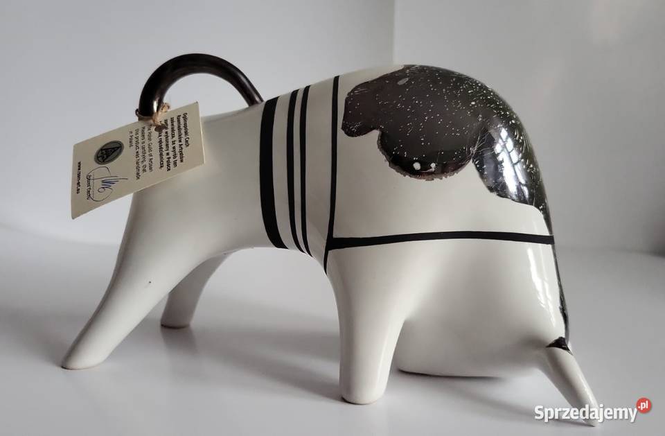 Byk Figurka Byczek ceramiczny ręcznie malowany Sierakowice
