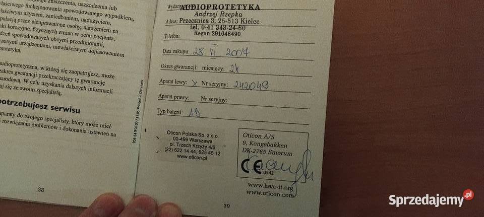 APARAT SŁUCHOWY ZAUSZNY OTICON EGO BTE P Łosień sprzedam