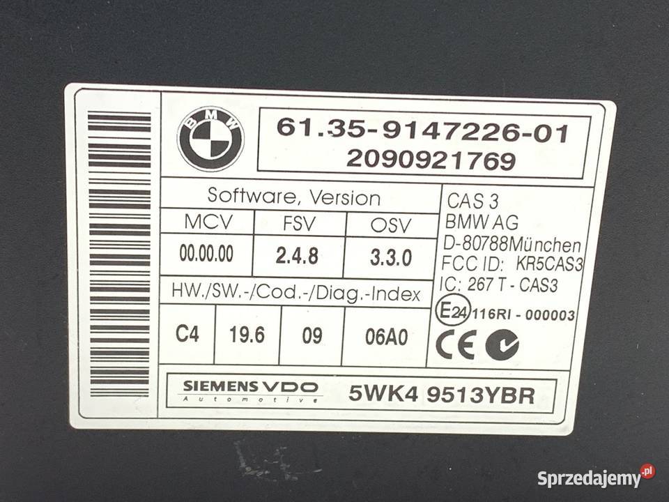 MODUŁ STEROWNIK CAS BMW E92 9147226 30 245 0513 podkarpackie