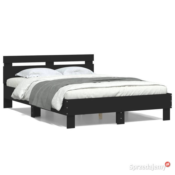 Rama łóżka z wezgłowiem i LED czarna 135x190 Łóżka mazowieckie