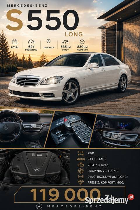 W221 MercedesBenz S550L V8 Biturbo 530 62000km Konstantynów Łódzki