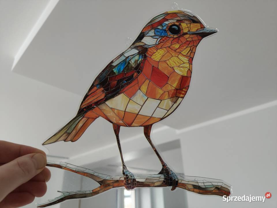 Nowy witraż witrażyk dekoracja okienna ptak mazowieckie Płock