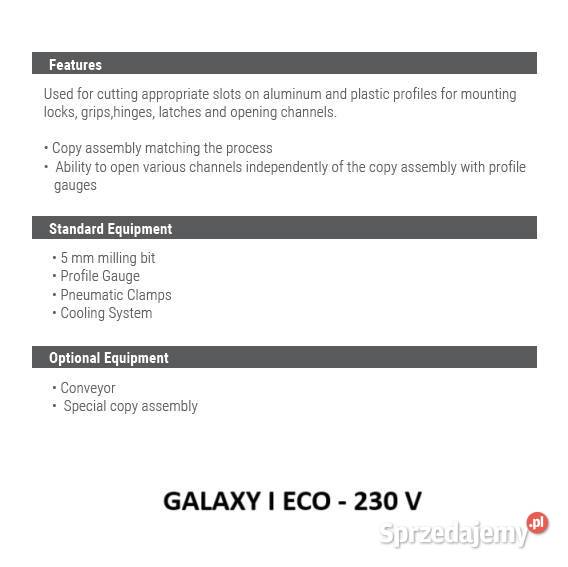 Frezarko kopiarka GALAXY I ECO 230V Obodowo