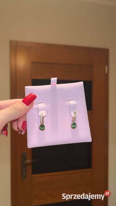 Kolczyki Swarovski zielony kamień Nowy Sącz sprzedam