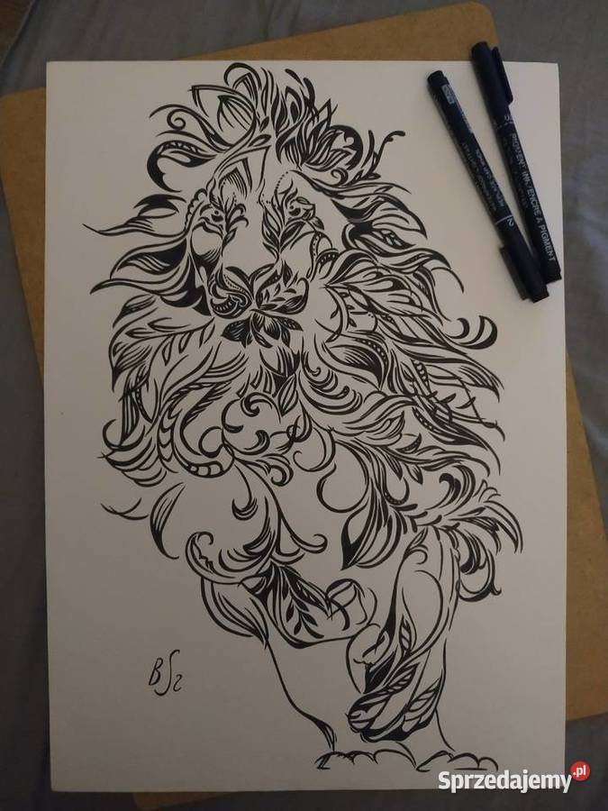 Rysunek lew cienkopis blok t A3 250 gm2 Warszawa sprzedam