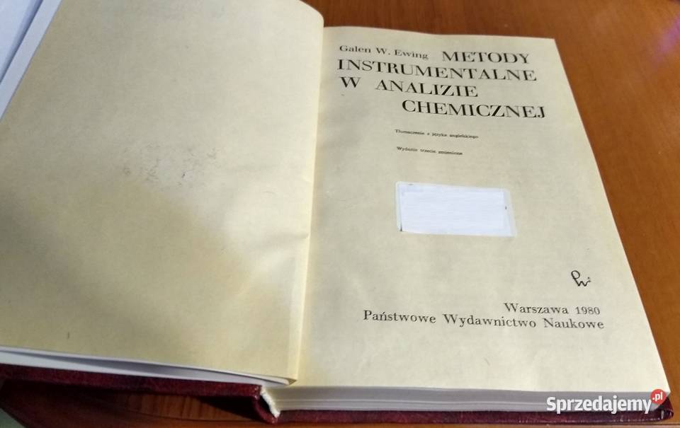 Metody instrumentalne w analizie chemicznej Gdańsk sprzedam