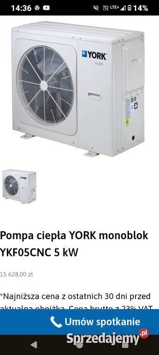 Pompa ciepła York nówka Pompy ciepła sprzedam