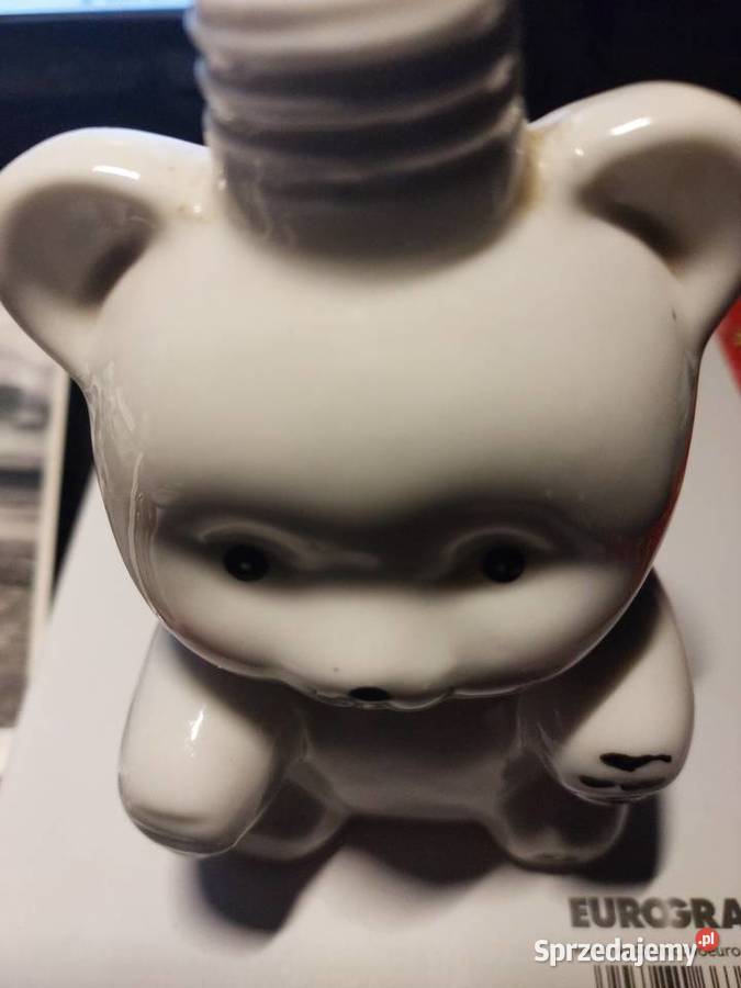 Ceramiczny mały biały miś stary Wrocław