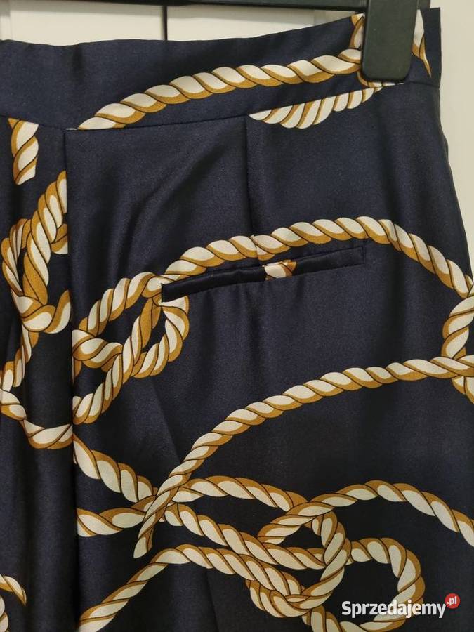 ZARA spodnie granatowe motyw łańcuchów Spodnie Moda i Styl Gdynia