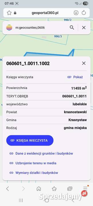 Pole orne z lasem rolna Krasnystaw